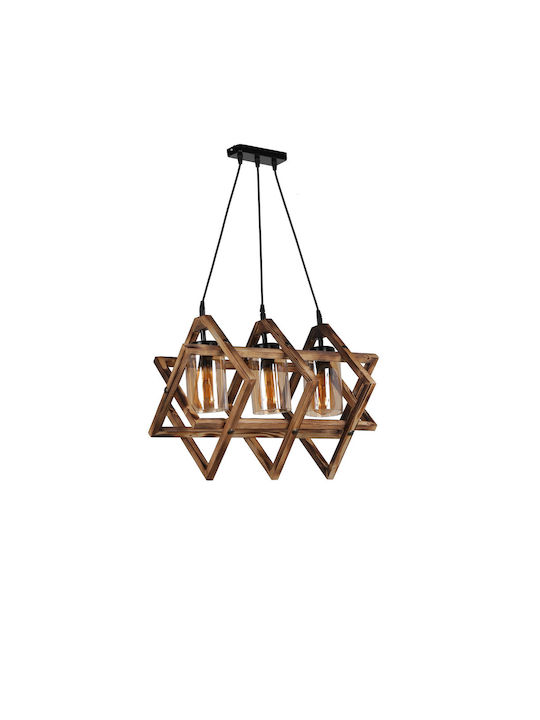 Berlin 3 Pendant Light Three-Light Rail for Socket E27 Brown