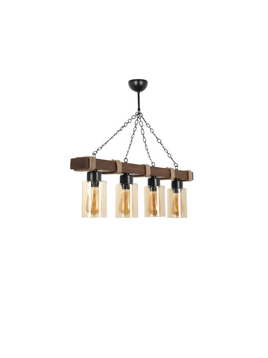 Jasmin 4 Pendant Chandelier for 4 Bulbs E27 Brown