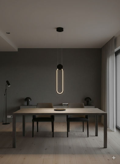 GloboStar Ildi LED Κρεμαστό Φωτιστικό Μαύρο 10x10x38εκ.