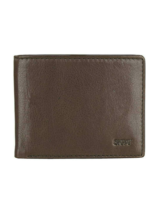 Skpat Men's Leather Card Wallet with RFID Dark Brown