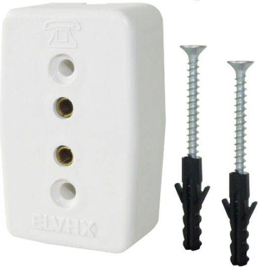 Elvhx Telephone Socket with Single Frame in White Color 3001
