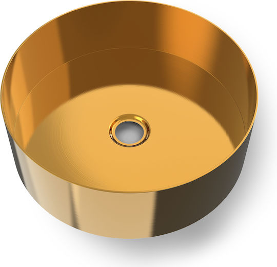 Voss Milo Επικαθήμενος Νιπτήρας Inox 33x33x12cm Gold Brushed