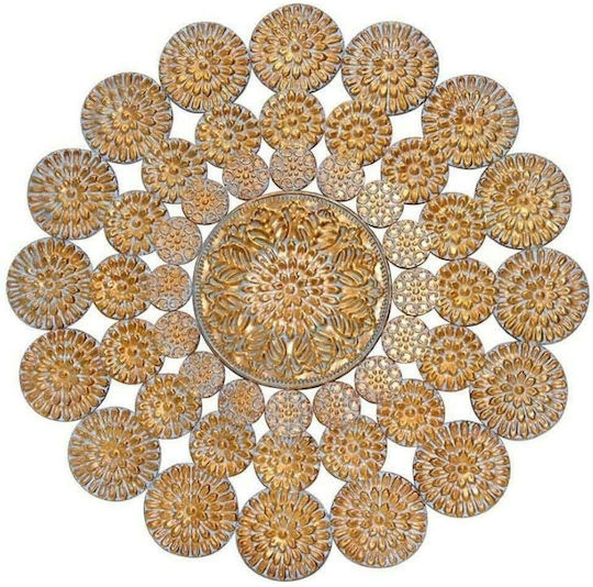 Inart Διακοσμητικό Τοίχου Rug Χρυσό από Μέταλλο 85x3x85cm