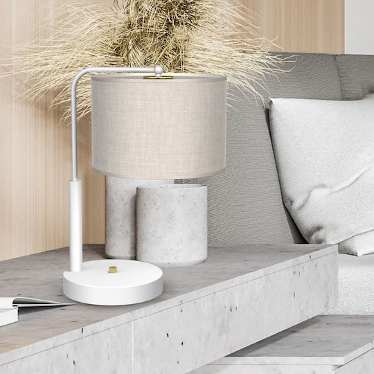 Eko Light Lino Metal Lampă de masă pentru Soclu E27 cu Abajur Alb și Bază