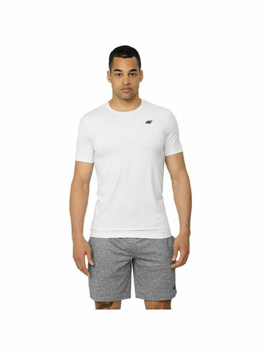 4F Herren Sport T-Shirt Kurzarm Weiß