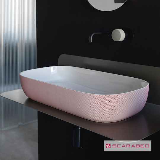 Scarabeo Glam Aufgesetztes Waschbecken Porzellan 56x39x14cm Ser Pois Pink Mat