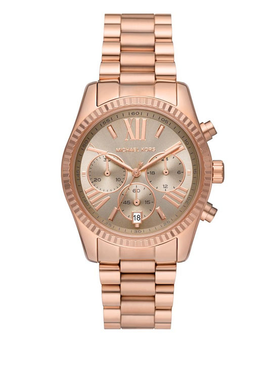 Michael Kors Lexington Damen Uhr Chronograph mit Rose Gold Metallarmband