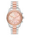 Michael Kors Lexington Damen Uhr Chronograph mit Metallarmband Silver / Rose Gold