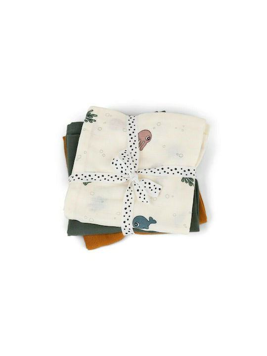 Done by Deer Muslin Swaddle Blanket Sea Friends Multicolour 70x70cm 3pcs