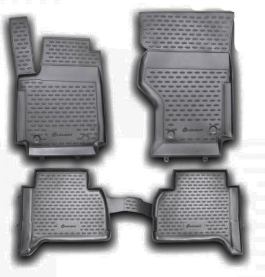 Novline Set of Front and Rear Mats 4pcs Tray Type for Volkswagen Amarok 2010 Black