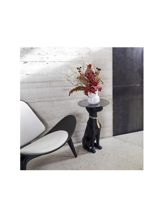 Round Side Table Dog Glass Black M15xW15xH66cm