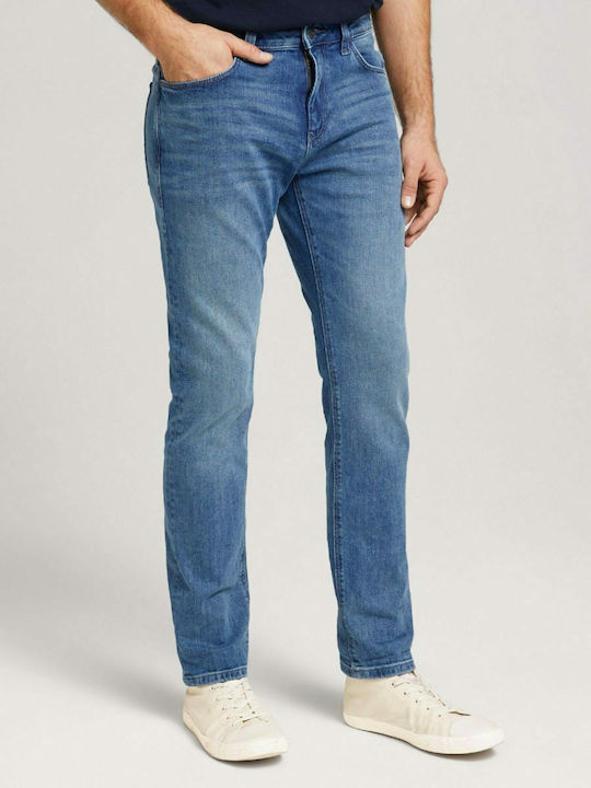 Ανδρικό Παντελόνι Τζιν Ελαστικό με Slim Straight Εφαρμογή Μπλε