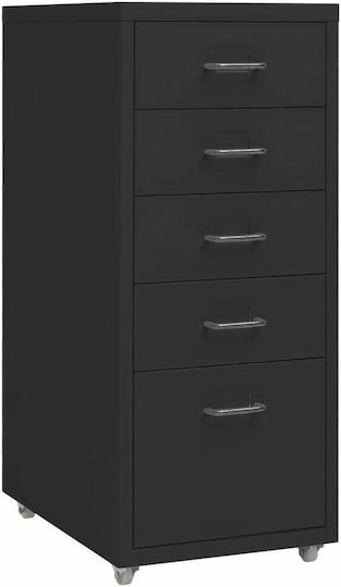 Metallene Büroaufbewahrungsschublade mit Rädern Schwarz 28x41x69cm