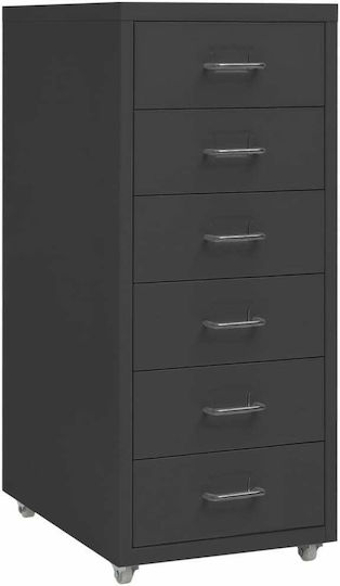 Metallische Büro-Schubladenschublade mit Rädern Anthrazit 28x41x69cm