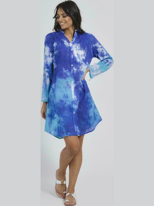 Ble Resort Collection Damen Kaftan Strand Blau