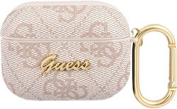 Guess Script Metal Collection Θήκη Πλαστική με Γάντζο σε Ροζ χρώμα για Apple AirPods 3
