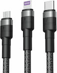 XO NBQ191 Braided USB to Lightning / Type-C / micro USB Cable 4A Μαύρο 1.2m