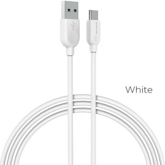 Borofone BX14 USB 2.0 Cable USB-C male - USB-A Λευκό 3m