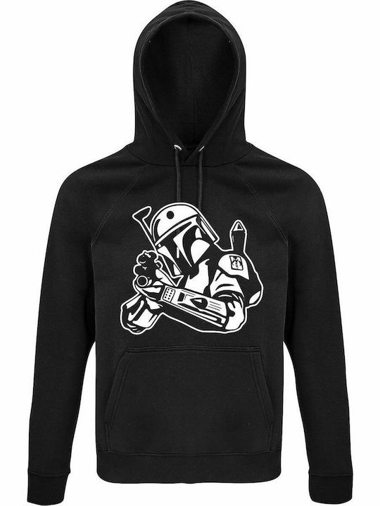 Hoodie Unisex, Organic " Mandalorian Warrior, Star Wars ", Black