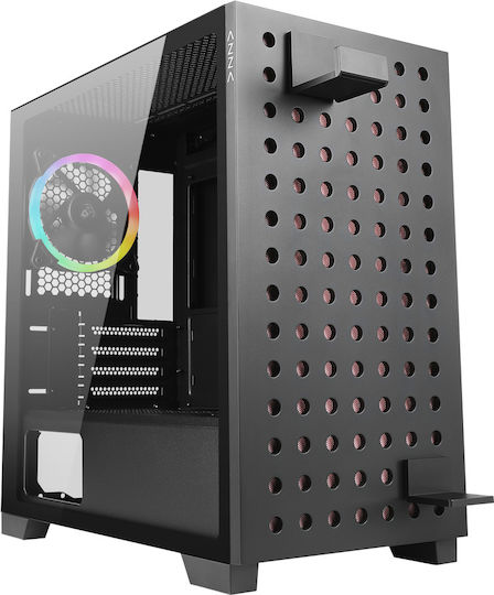Azza Elise Gaming Midi-Turm Computergehäuse mit Seitenfenster und RGB-Beleuchtung Schwarz