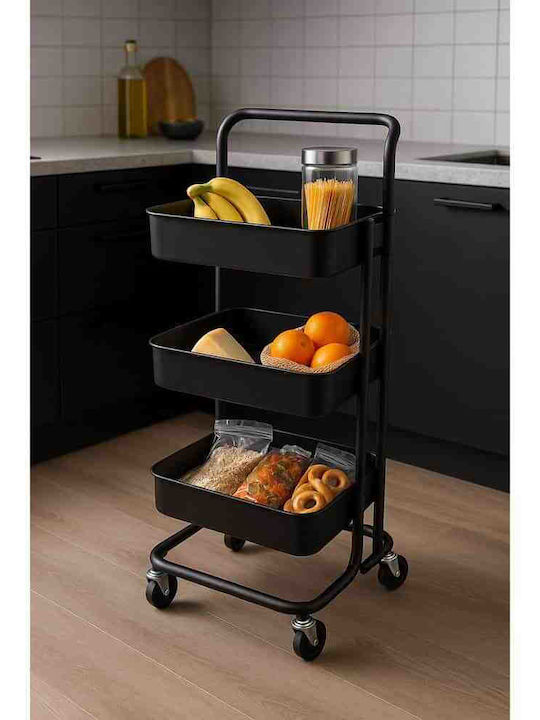 Ankor Metallic Kitchen Trolley 3 Tiers Black 43...