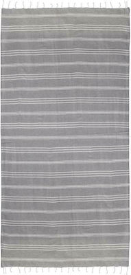 Inart Pestemal Beach Towel Cotton Gray with Fringes 170x90cm.