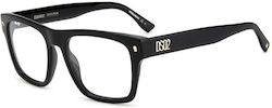 Dsquared2 Plastic Eyeglass Frame Black D2 0037 2M2