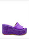 Sante Women's Fabric Platform Wedge Sandals Purple
