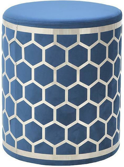 Hocker Für das Wohnzimmer Blue / Silver 36x36x43cm Hocker Für das Wohnzimmer Blue / Silver 36x36x43cm