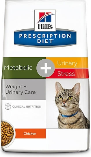 Hill's Prescription Diet Metabolic & Urinary Stress Dry Food Diet, Gluten-Free for Adult Cats with Sensitive Urinary with Chicken Weight + Urinary Care 1.5kg
