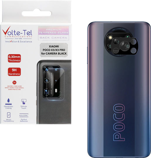 Volte-Tel 3D Curved Προστασία Κάμερας Tempered Glass Black για το Poco X3 / X3 Pro