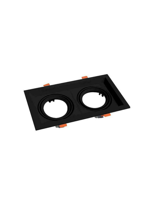 Geyer Rectangle Metallic Recessed Spot with Socket GU10 Black 33.5x18.5cm.