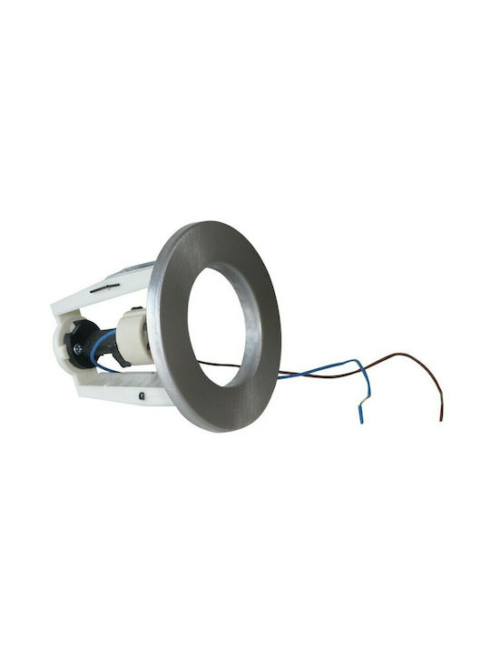 Elvhx Rund Metallisch Einbau Spot mit Fassung GU10 Silber 9.5x9.5cm. 1Stück