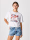 Pepe Jeans Ivonne Γυναικείο Crop T-shirt Λευκό