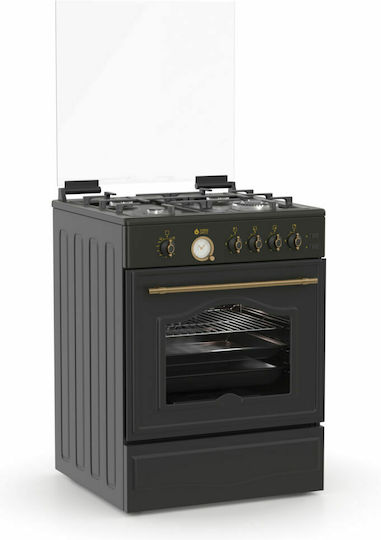 Thermogatz TGS 4222 RUSTIC ANTH Κουζίνα Υγραερίου 49lt με Εστίες Υγραερίου Π60εκ. Γκρι