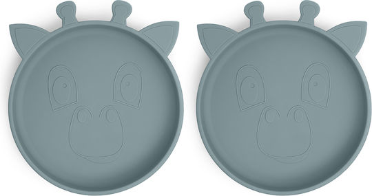 Nuuroo Baby Food Plate Made of Silicone Blue 2 Pieces