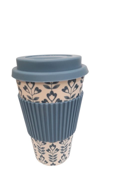 Bamboo Cup with Lid Blue