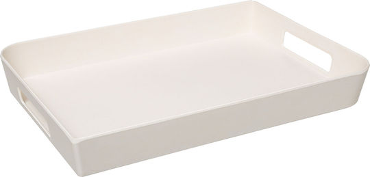 5Five Plastic Rectangular Serving Tray with Handles in White Color 45x30x5cm AT000633 1pcs