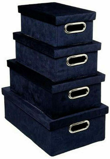 Kunststoff Aufbewahrungsbox mit Deckel Blau 4Stück