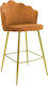 Hocker Bar mit Rückenlehne Gepolstert mit Samt Nataly Ceramic / Gold 52x51x100cm