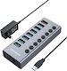 Graugear 8 Port USB 3.0 Hub with USB-C Connection Gray