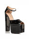 Envie Shoes Patent Leather Peep Toe Black High Heels