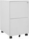 Office Storage Metal Drawer with Wheels, Lock & 2 Drawers Light Grey L39xW45xH67cm