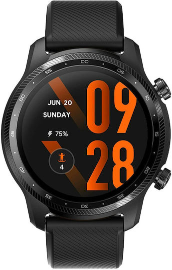 Ticwatch Pro 3 Ultra Stainless Steel 48mm Αδιάβροχο Smartwatch με Παλμογράφο (Shadow Black)
