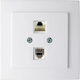 Geyer Διπλή Πρίζα Δικτύου και Τηλεφώνου RJ45/RJ11 με Πλαίσιο Τύπου Cat6 σε Λευκό Χρώμα 24111049