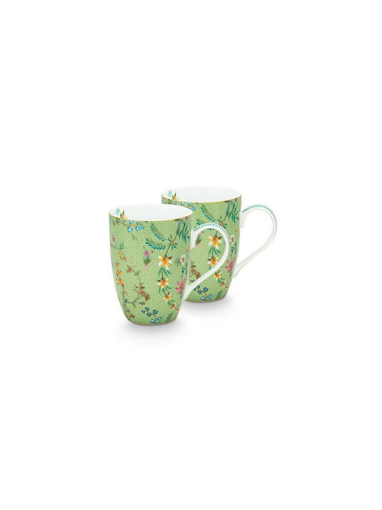 PiP Studio Jolie Flowers Porcelain Cup Green 350ml