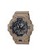 Casio G-Shock Analog/Digital Uhr Chronograph Batterie mit Braun Kautschukarmband