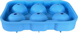 Silicone Ice Cube Tray Sphere 6 Slots with Lid Blue ICMD0008