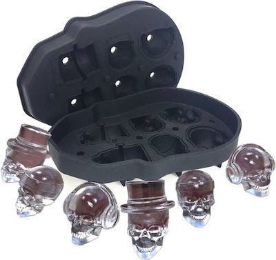 Silicone Ice Cube Tray Skull 6 Slots Black SL000L184