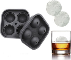 Silicone Ice Cube Tray Sphere 4 Slots Gray ZQ10031